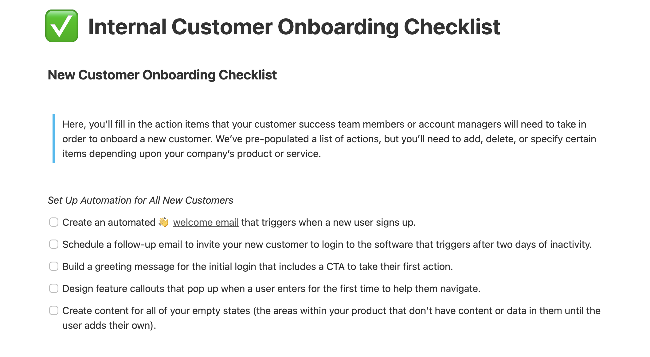 Client Onboarding One-Pager